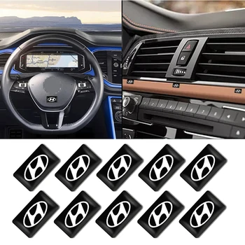 

10pcs Small Decorative Car Badge Steering Wheel Sticker for Hyundai Santa Fe Sonata Solaris Azera Creta I30 Ix25 Tucson IX35