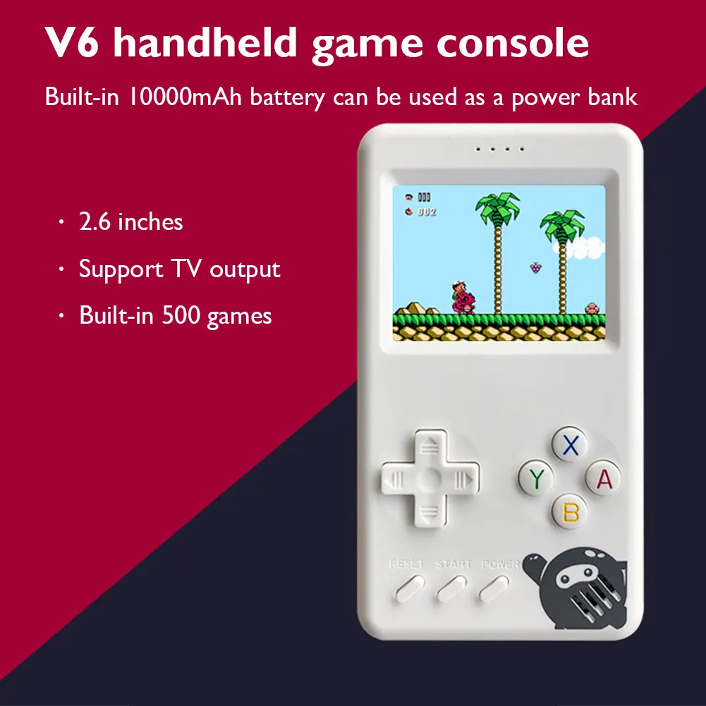 Powkiddy Pocket Game Console Mini Retro Handheld 10000Mah 8-Bit Nostalgic Fc Power Bank Built-In 500 Game Tv Video Players
