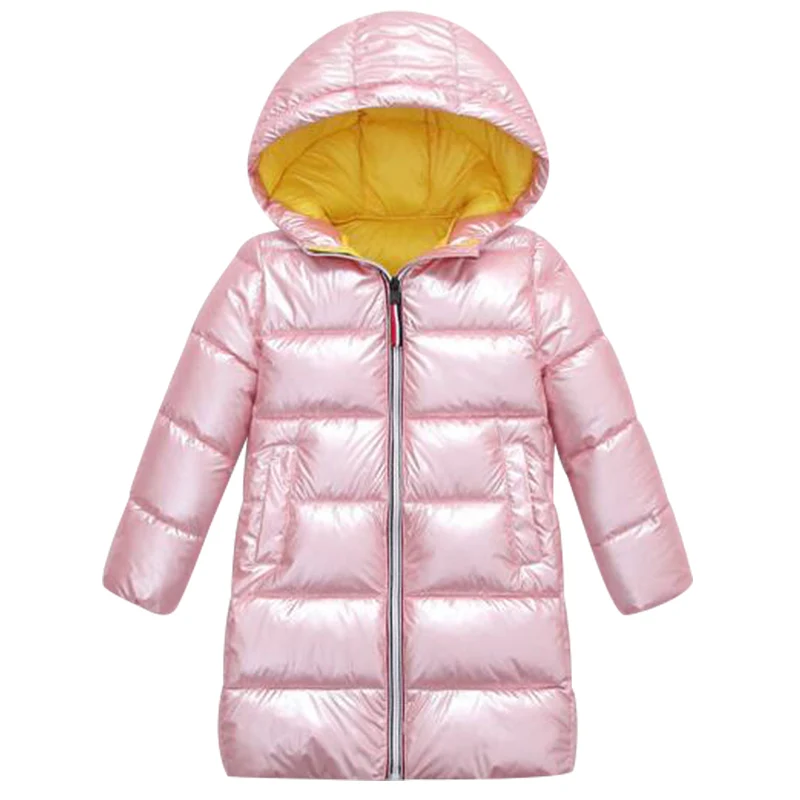 Fashion bright winter new children's clothing space Sibling outfit down jacket boys and girls baby children thick long coat