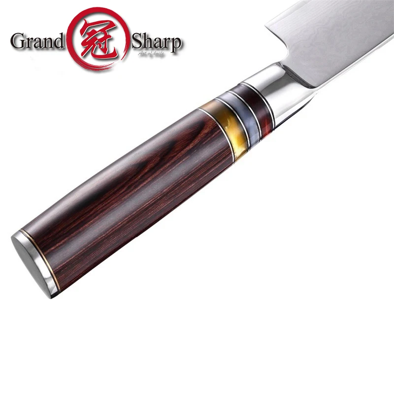 Grandsharp Дамасские Стальные Кухонные ножи Santoku 7 дюймов vg10 японский Дамаск 67 слоев шеф-повара кухонные инструменты Pakka деревянная ручка