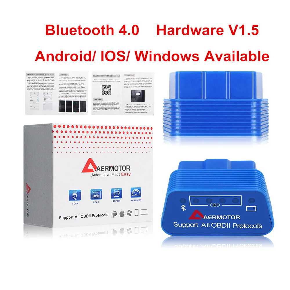 Bluetooth 4.0 V1.5 OBD II ELM327 PIC18F25K80 Bluetooth V1.5 автоматический сканер ELM 327 25K80 2 слоя PCB OBDII диагностический сканер аппаратное обеспечение 1,5 Android PC - Цвет: Bluetooth 4.0 V1.5