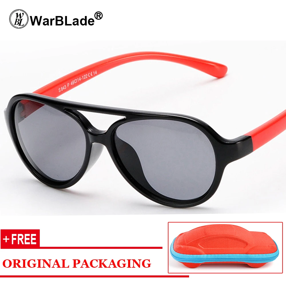 WarBLad/Модные Детские поляризованные солнцезащитные очки UV400 для мальчиков и девочек, детские очки с гибкой оправой, защитные очки, солнцезащитные очки - Цвет линз: black red