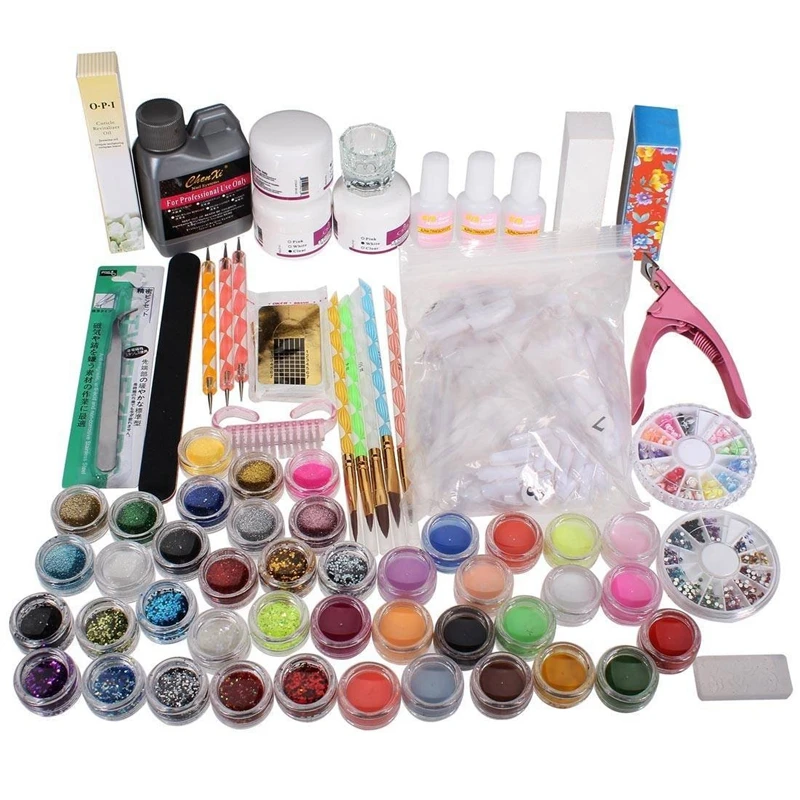

HTHL-Nail art kits Nail Care Nail Design Nail Acrylic Powder Brush Glitter Tip Tools