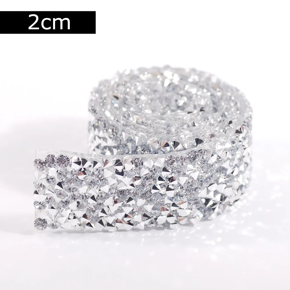 White - 2cm Горячая фиксация/самоклеющиеся 80 см Хрустальные акриловые стразы наклейка лента ремесло блеск драгоценный камень DIY наклейки для скрапбукинга художественный Декор - Цвет: White - 2cm