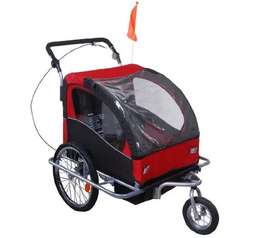 HOMCOM Bike Trailer Cart children Hook Steel Safe With Function Baby Stroller Red and Black HOMCOM Bike Trailer Cart children Hook Steel Safe With Function Baby Stroller Red and Black