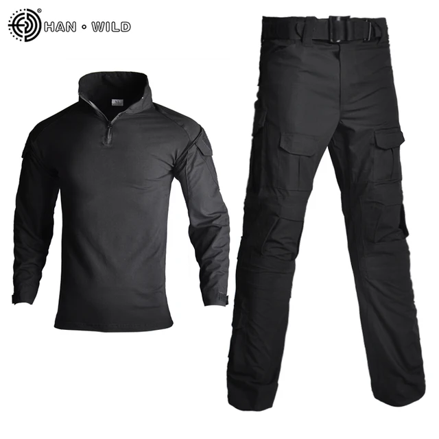 Tactical Military Airsoft Clothes Suits Uniform Training Suit Camouflage Hunting Shirts Pants Paintball Sets Military Pant Men Black