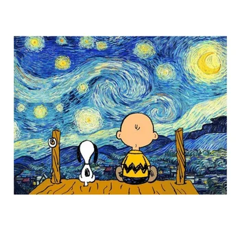 

The Starry Night Monk And Dog Abstract Art Oil Painting Paint DIY By Numbers For Adults Kids Beginners