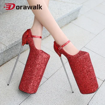 

Big Size 46 Thin Steel Heel Extreme 30cm Platform High Heels Sexy SM Fetish Party Nightclub Pole Dance Web Celebrity Woman Pumps