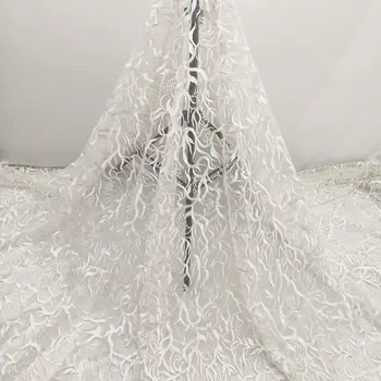 

Delicate Embroidery Floral Lace Fabric French Tassel scalloped Edge Tulle Mesh Net For DIY Sewing Bridal wedding Dress Craft