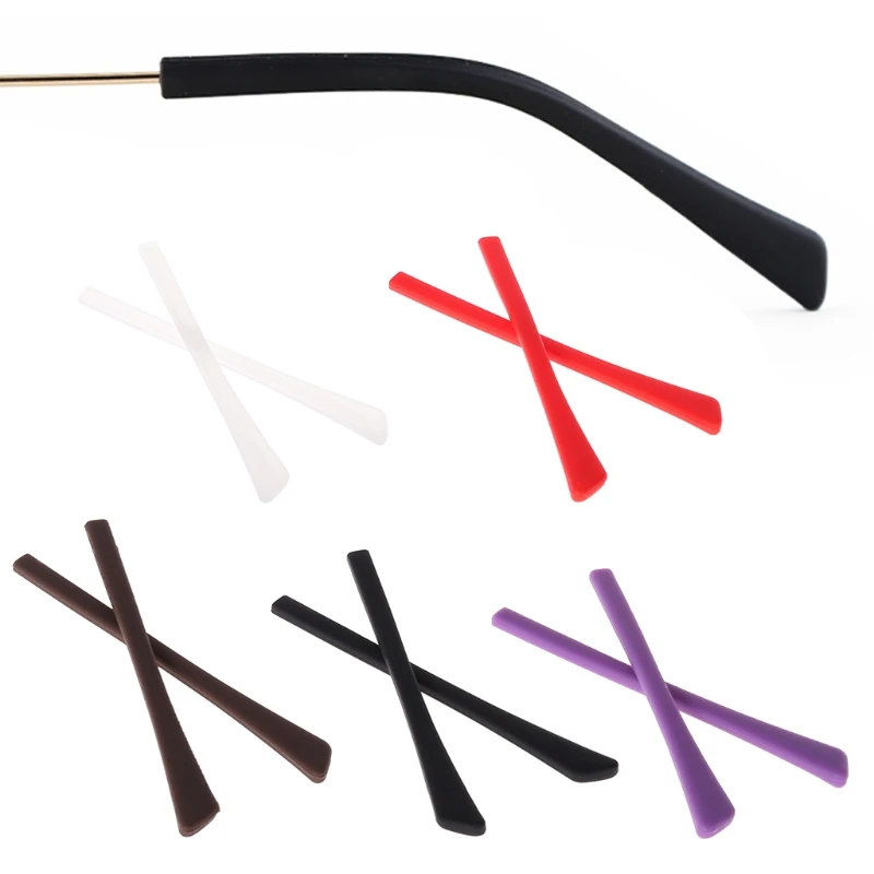 Free shipping Wholesale 1 pair Soft Silicone Anti Slip Eyeglasses Glasses Temple Tips Accessories Square Hole 3