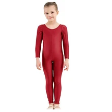 SPEERISE Girls Long Sleeve Unitard Boys Skin Tight Jumpsuit Spandex Full Body Scoop Neck Ballet Costumes
