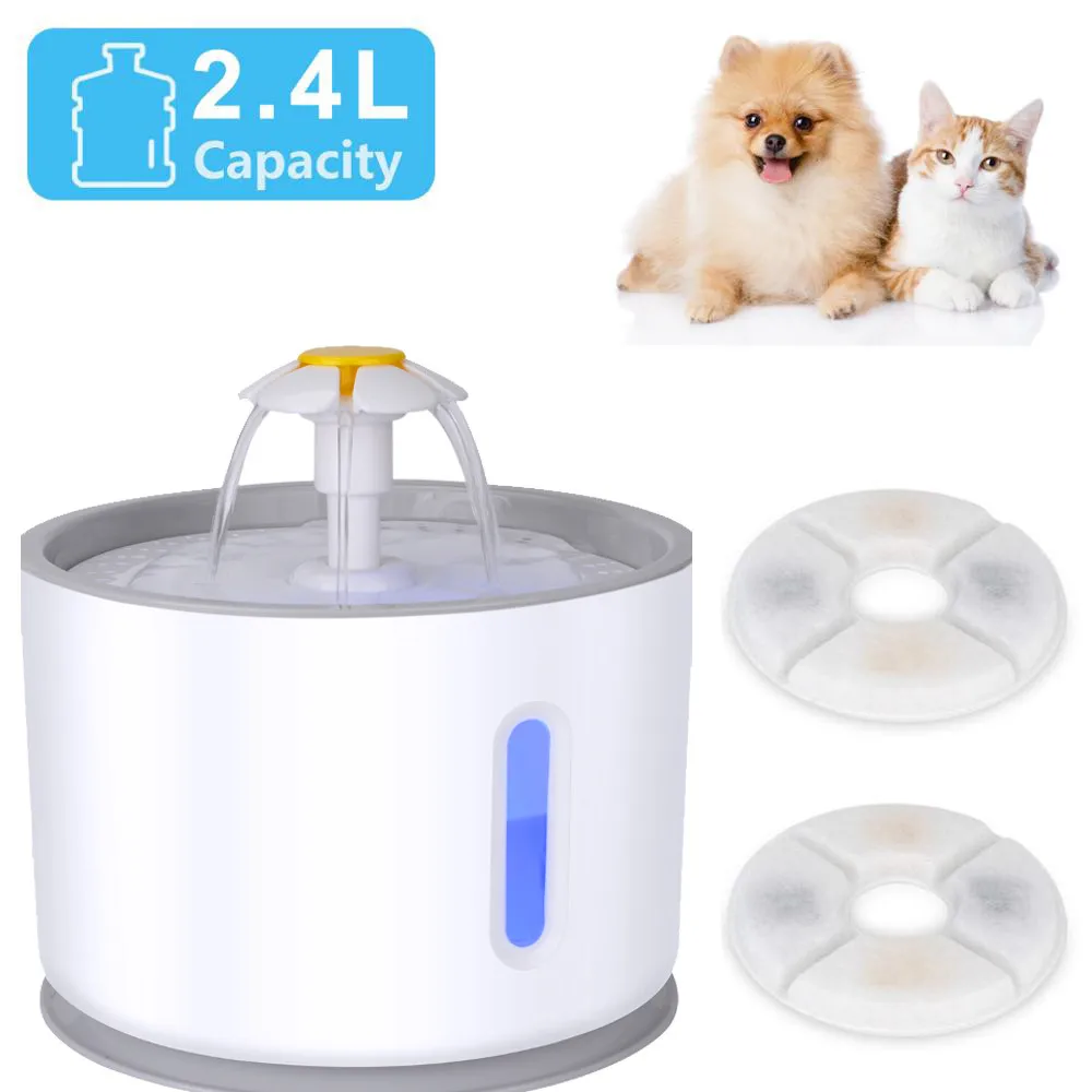 2.4L Automatic Dog Cat Water Fountain Pet LED Night Light Pet Drinking Dispenser Filter Bowl Healthy Ultra Quiet Pet Fountain