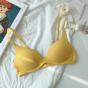 

2020 Japanese-Style Simple Seamless Plain Girl Yoshino Bra Student Summer Ultra-Thin Cup Large Bust Small Chest Underwear