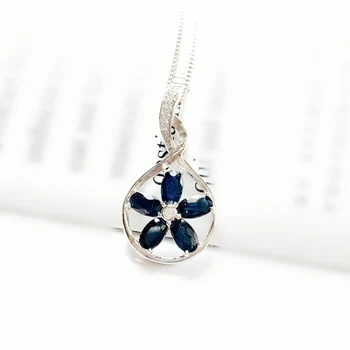 

Per jewelry Flower style pendant Natural real sapphire or ruby 0.35ct*5pcs gemstone Free shipping 925 sterling silver T2052917