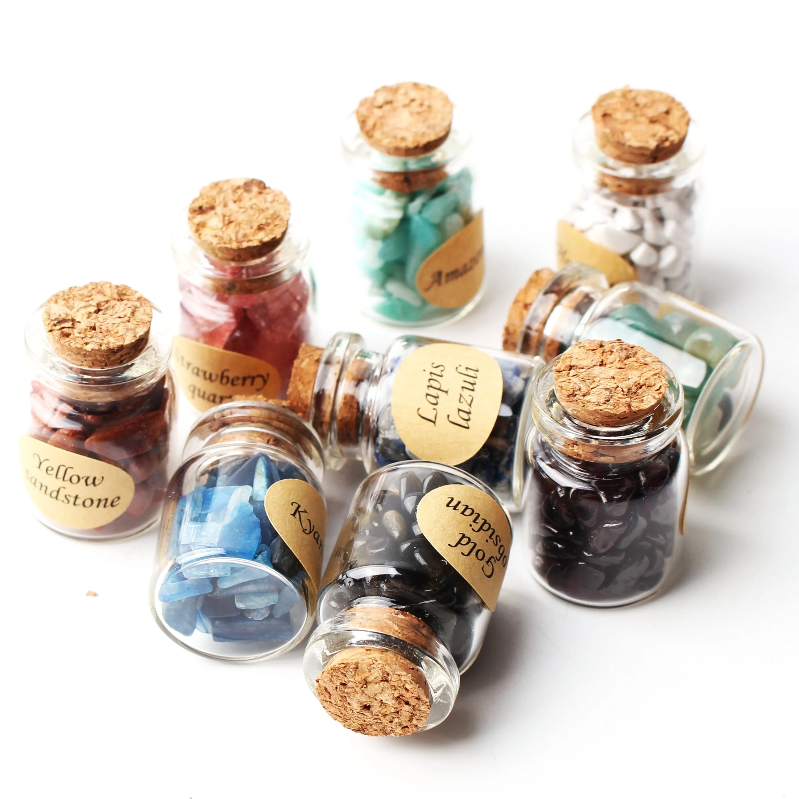 18 шт набор из природного кристалла рокстоун гравий бутылки желаний минералы