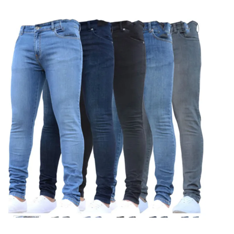 Precio Especial Pantalones vaqueros elásticos ajustados para hombre, Jeans elásticos de Color puro, lavado Vintage, para novio, para trotar 8bWZwXdeDXj