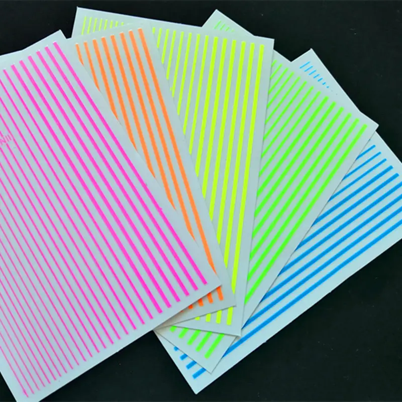 

1PC 3D Fluorescent sticker Curve Stripe Lines Nails Stickers Adhesive Striping Tap Ornaments Nail Art Tool Manicure Accessories