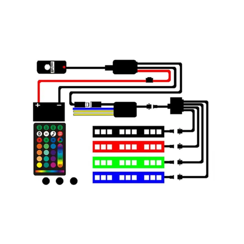 

12Pcs Atmosphere Multi-Color Neon Lamp Strips Kit LED Motor Lights multi-channel function controller