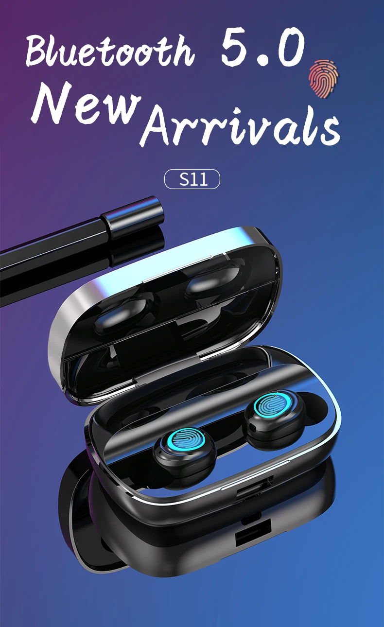 Новые airdots TWS сенсорные bluetooth-наушники с отпечатком пальца, HD стерео беспроводные наушники, игровая гарнитура с шумоподавлением