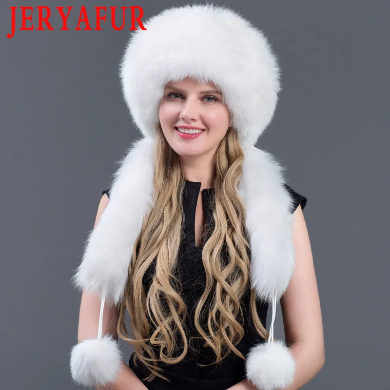 JERYAFUR/теплая женская зимняя шапка из натурального Лисьего меха; Лоскутная шапка из натуральной кожи; шапка-ушанка - Цвет: COLOUR6