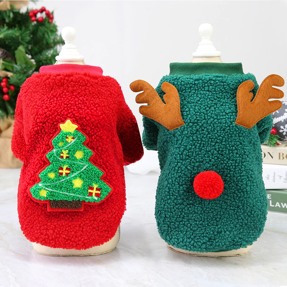 Vehomy 2-Piece Pet Christmas Sweater Set - Plaid Knit For Cats & Small Dogs