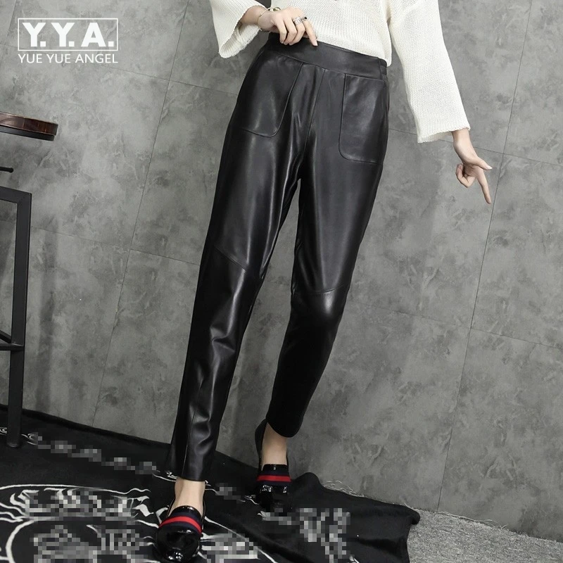 2020 Nieuwe Vrouwen Harembroek Casual Loose Fit Lange Broek Elastische Taille Hoge Kwaliteit Merk Schapenvacht Lederen Vrouwelijke Broek 2020 Nieuwe Vrouwen Harembroek Casual Loose Fit Lange Broek Elastische Taille Hoge Kwaliteit Merk Schapenvacht Lederen Vrouwelijke Broek