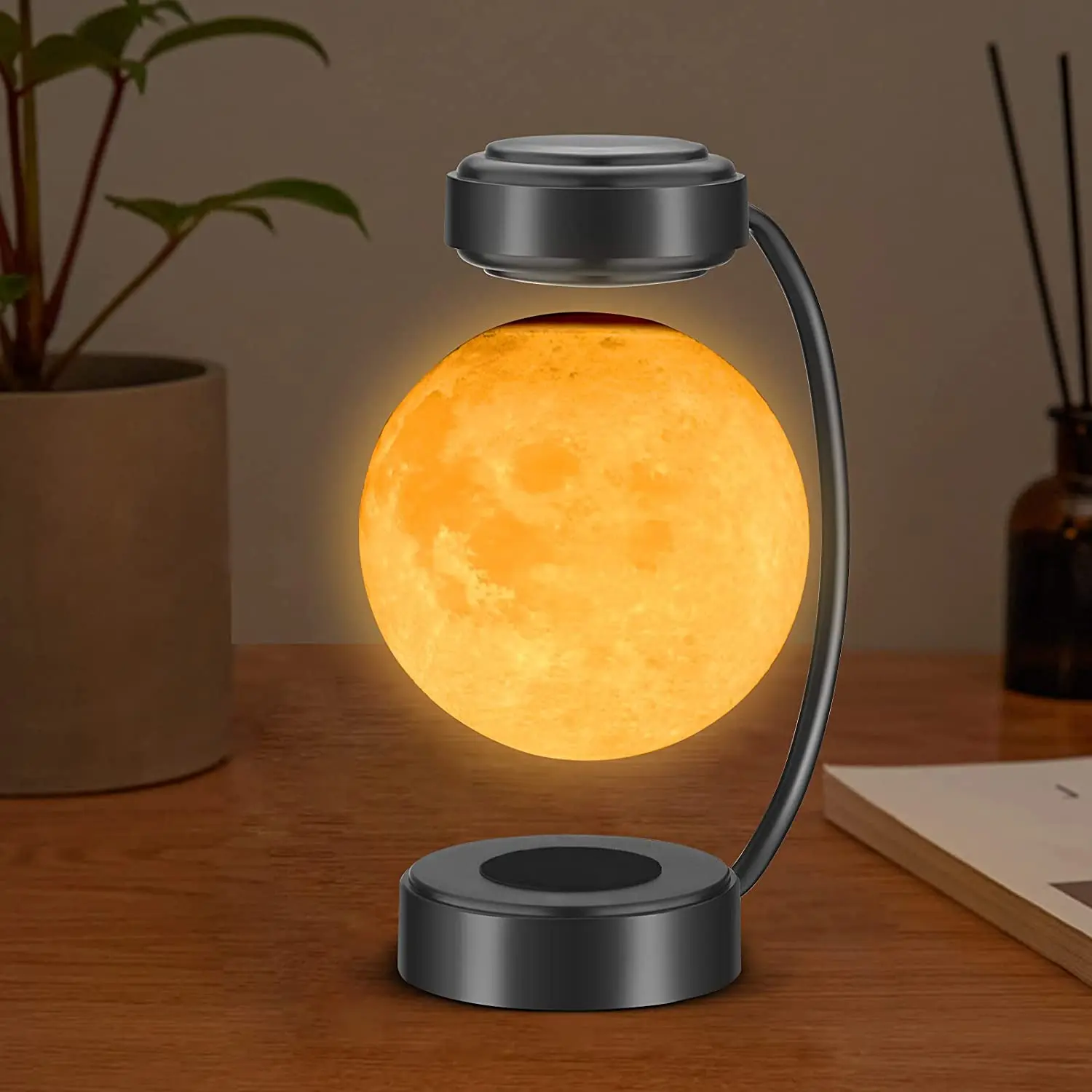 Relaxing 14cm Diameter 3D Printed Silent Magnetic Levitating Moon Lamp/Light 