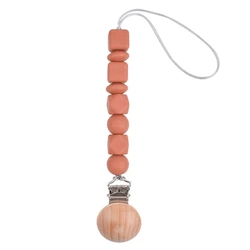 Baby Pacifier Chain Clip Nursing Teether Soother Holder Silicone Beads Chain Wooden Clip DIY Dummy Nipple Holder Leash