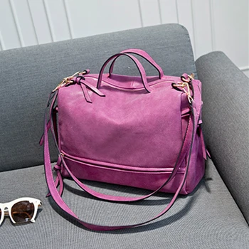 

PU Frosted Zipper Vintage Modern Shopping Medium Double Straps Messenger Women Bag Luxury Handbag Soft Ladies Retro Crossbody