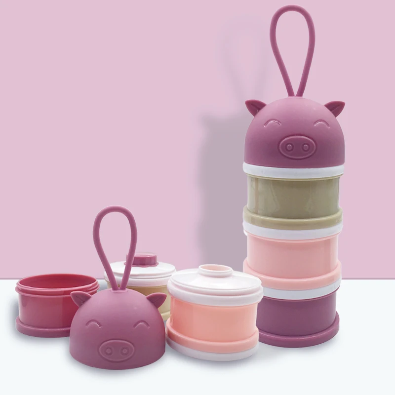 3 Layer Portable Newbon Baby Container Cartoon Infant Essential Milk Formula Storage Food Box Milk Powder Kids Boxes Pig Cereal