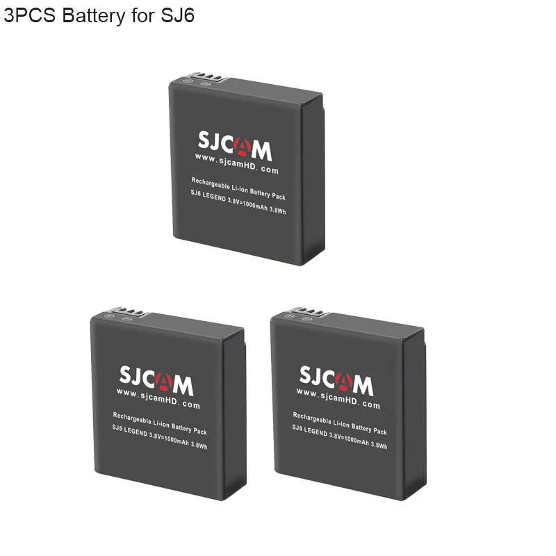 3Battery SJCAM SJ6 Legend аккумулятор 1000mAh литий-ионный дополнительный перезаряжаемый аккумулятор для оригинальных SJ6 акциоин аксессуары для камеры - Цвет: 3Battery