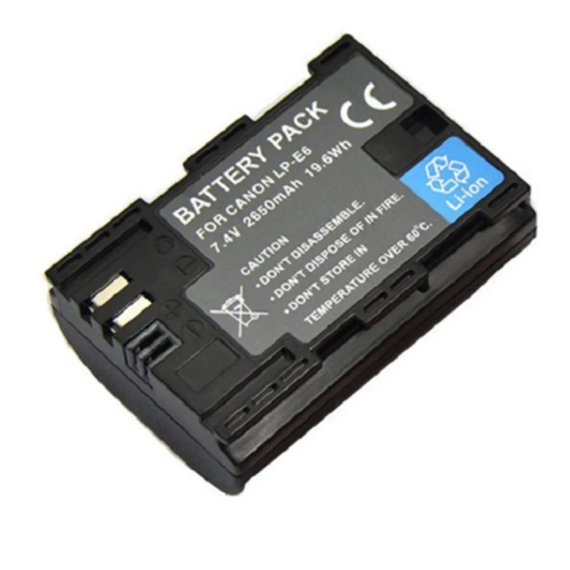 New LP E6 2650mAh 7.4V Digital Camera Battery LPE6 Li Ion For Canon EOS