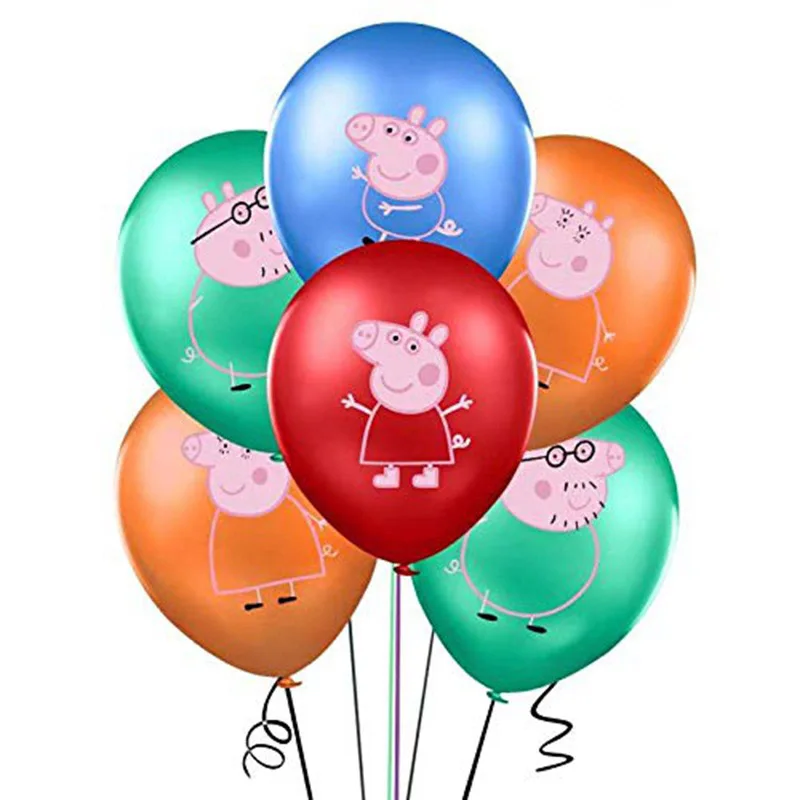 Figuras de acción de Peppa Pig y George, lote de 10 Uds. De globos de fiesta de cumpleaños, suministros de juguetes para fiestas