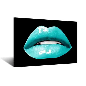 

Wall Art Teal Black Sexy Lips Posters Canvas Art Painting Picture Printed Gifts Artist Home Decor Living Room No Frame