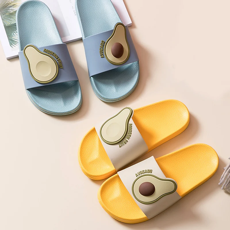 Slippers Slide Shoes Flip-Flops Sandals Beach Fruits Soft-Sole Avocado Women Summer Cartoon