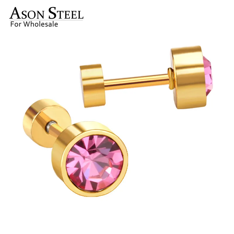 Женские круглые сережки гвоздики ASONSTEEL из нержавеющей стали с антиаллергенным