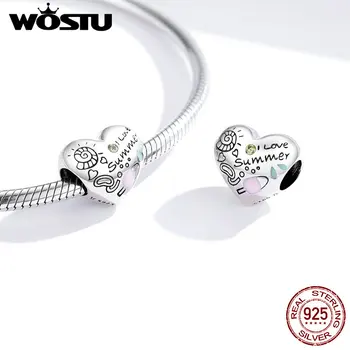 

2020 Summer Holiday Series WOSTU 925 Sterling Silver Charm&Bead Graffiti Charms Heart Beads fit Bracelets Jewelry FIC1529