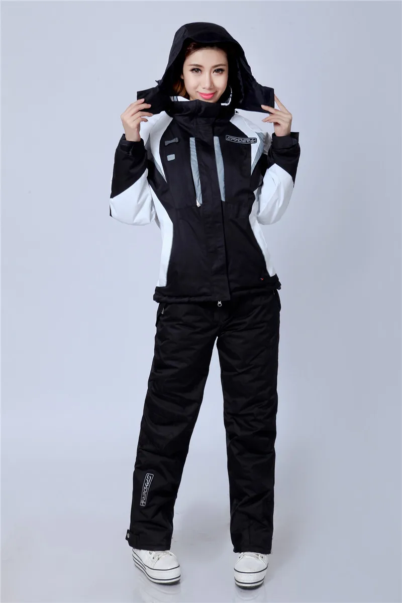 Новинка, уплотненный теплый ветрозащитный зимний женский комплект для сноуборда, лыжная куртка и штаны, костюмы для женщин, лыжная одежда, водонепроницаемый лыжный костюм