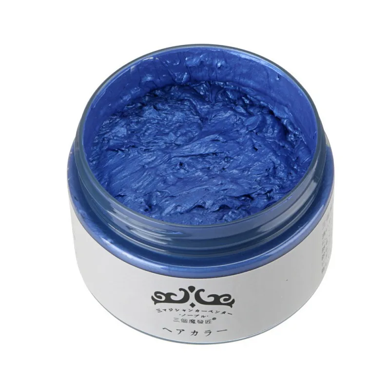 7 цветов, одноразовая формовочная паста для волос, краска для волос, бабушка серая, грязевая, японский цвет, воск, One-tTme, краска для волос - Цвет: WP0065L-Blue