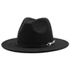 Men Women Wide Brim Wool Felt Jazz Fedora Hats British style Trilby Party Formal Panama Cap Black Yellow/white Dress Hat 56-61CM ► Photo 3/6
