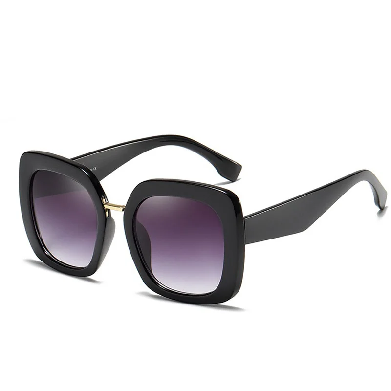 Винтажные квадратные женские солнцезащитные очки, роскошные брендовые леопардовые очки, женские дизайнерские градиентные солнцезащитные очки «кошачий глаз», женские очки UV400 - Цвет линз: E446 black grey