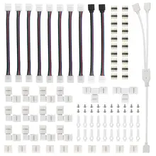 Tira de luces Led de 4 pines, Kit de conectores en forma de T/L, conexión de cable de puente, RGB, 5050, 95 Uds.