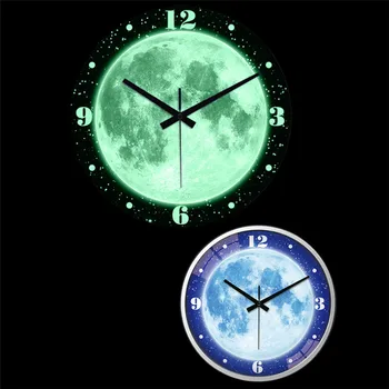

14 Inch Mute Night Light Wall Clock Creative Living Room Bedroom Luminous Wall Clock Digital Personality Modern Quartz Clock
