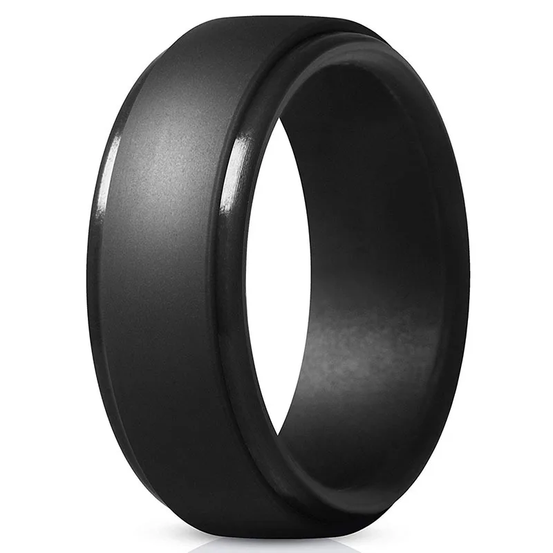 black Классическое прочное гибкое Силиконовое обручальное кольцо на палец для мужчин, силиконовые резиновые обручальные кольца для спорта на открытом воздухе, черные и камуфляжные цвета - Цвет основного камня: black