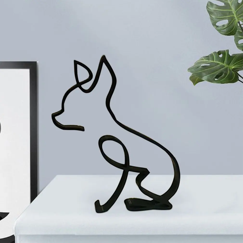 Dog Minimalist Art Sculpture Ornaments Home Decoration Iron Sheet
