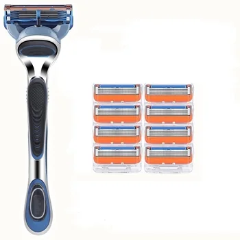 

1 Handle +N Blades 5 Layers Razor Blade Men Face Razor Blades Replacement Blades Male Manual Razor Blades