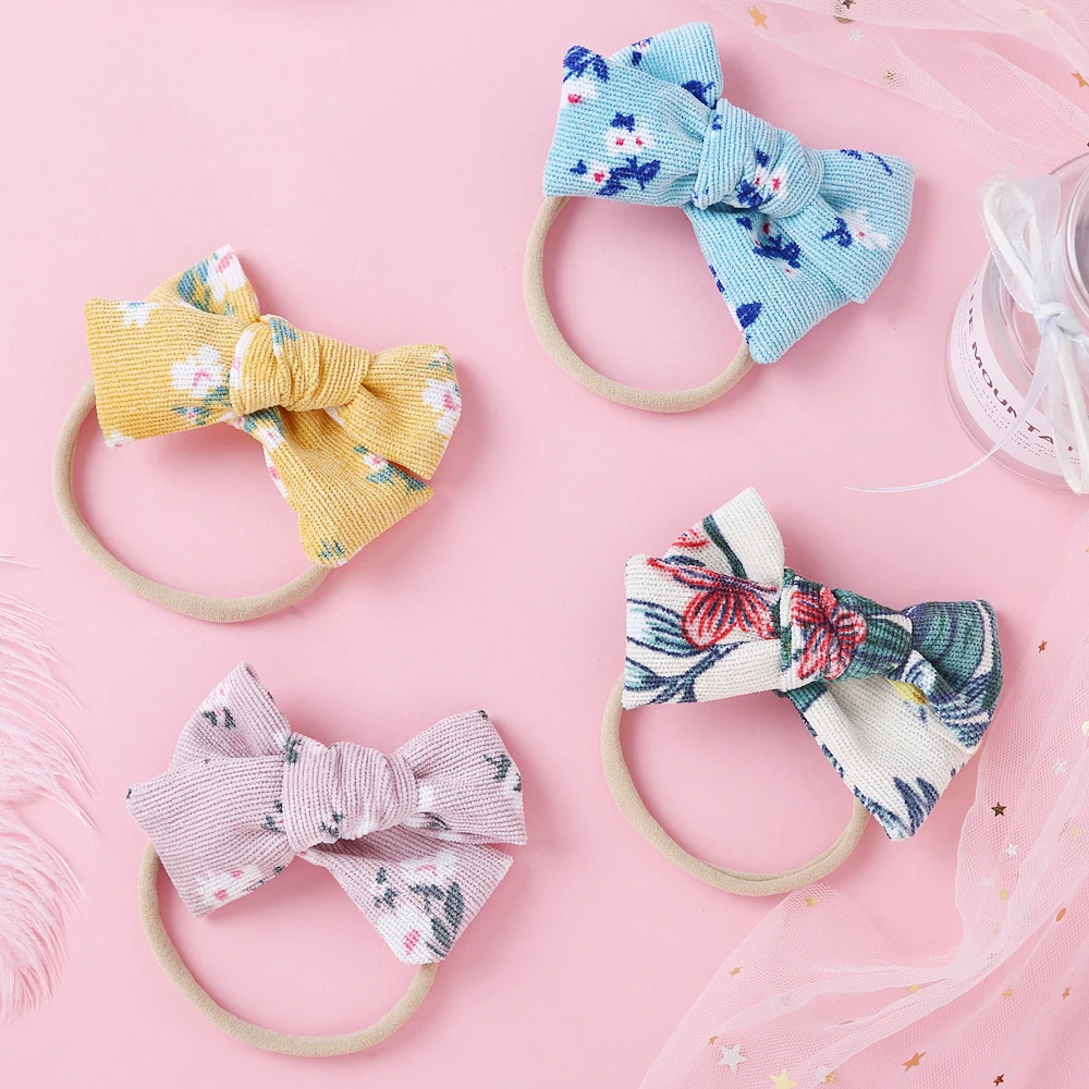 Cinta elástica para el pelo con lazo para bebé niña, diadema con estampado de leopardo para la cabeza para niños, accesorios para el cabello para bebés de nailon