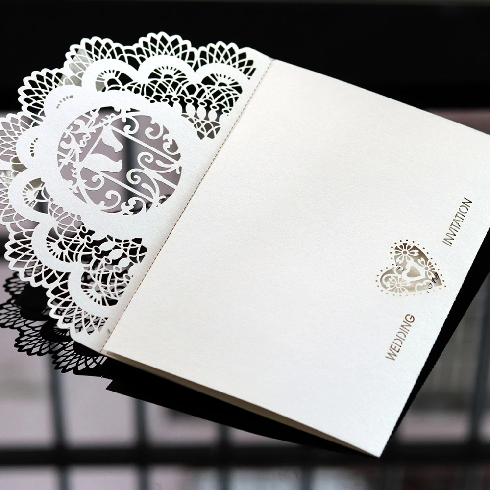  20pcs Wedding Invitations Lace Pattern Cards Laser Cut Paper Cards Announcement Greeting Postcards  - 4.00044E+12