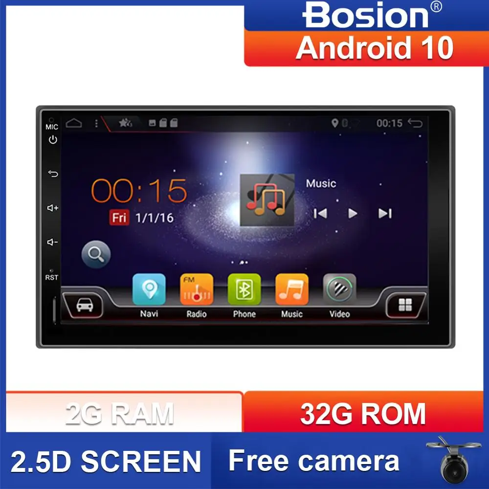 Bosion 2G RAM 32G ROM 2 DIN car radio gps android 10 car stereo player recorder Radio Tuner GPS Navigation WIFI SWC BT 2.5D