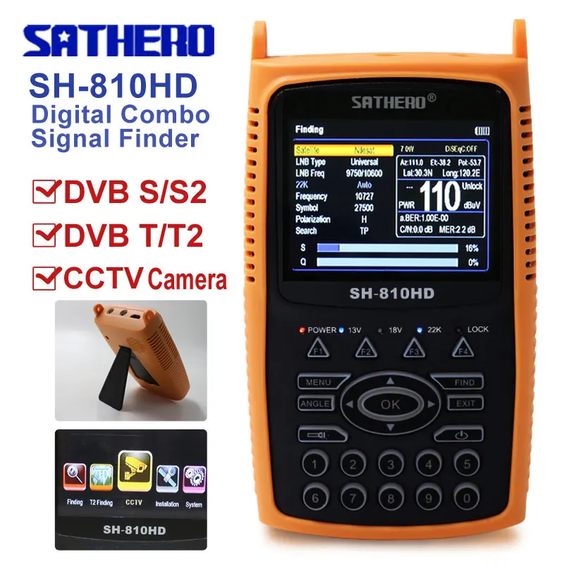 Digital Satellite Finder satellite meter SAT Finder DVB S2 DVB T2 Sathero SH-810HDFull 1080P CCTV Tester TVI AHD 8MP finder